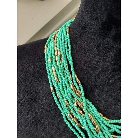 Charming Charlie Blue Multi Layered Seed Bead Fashion Jewelry Necklace - Picture 3 of 8